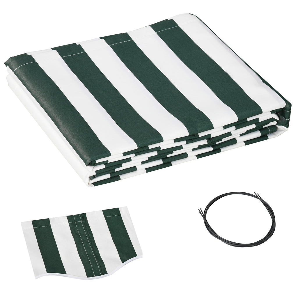 11' x 10' Retractable Awning Fabric Replacement, 280gsm UV Resistant Fabric, Green and White