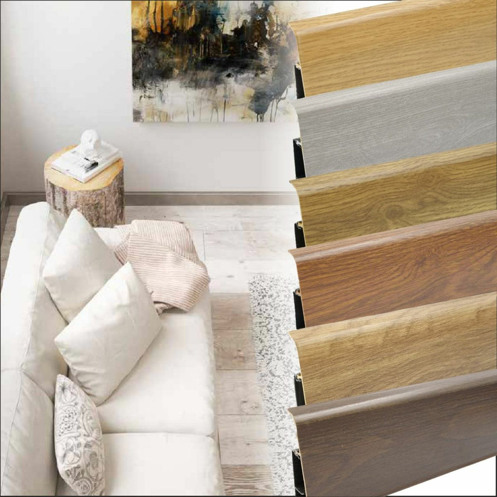 PVC Skirting Board Lima 72mm  With Cable Management System