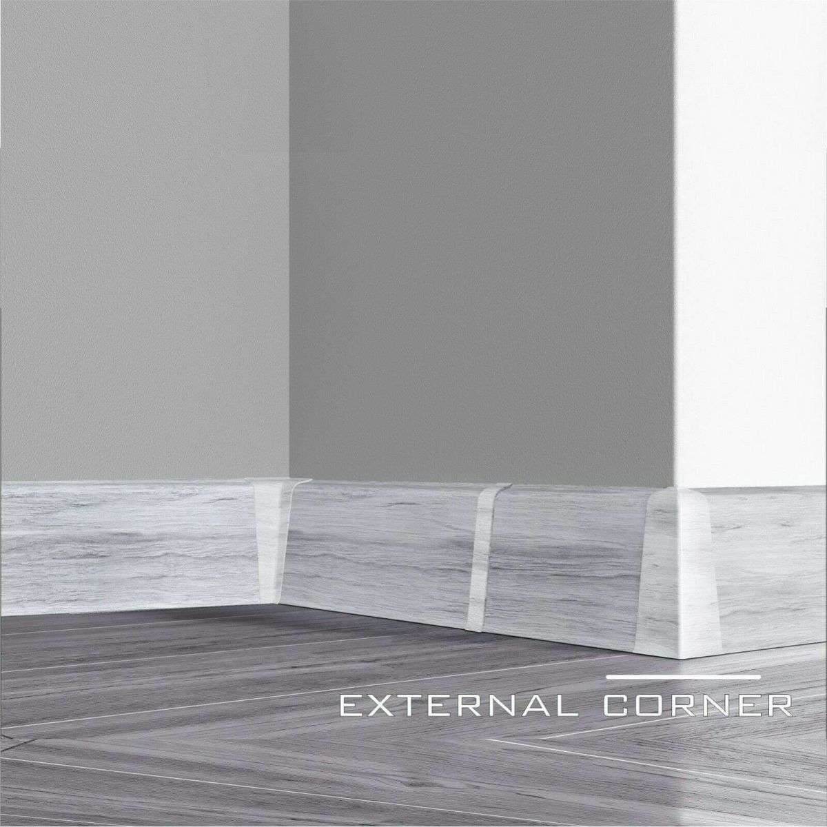 Finishing Elements For Lima 72mm PVC Skirting Board With Cable Management System - Inner Corner - Cayrus World of Finishing