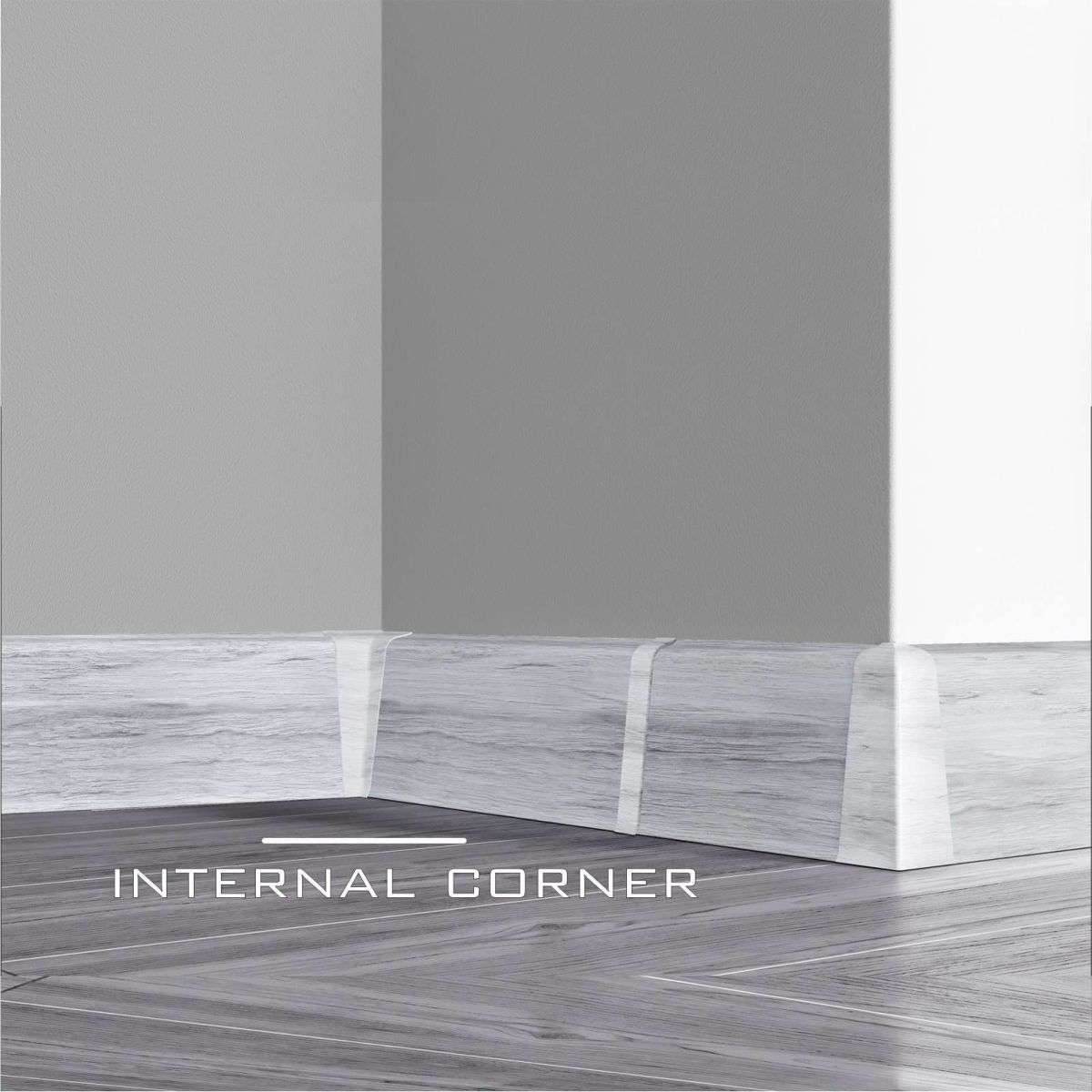 Finishing Elements For Lima 72mm PVC Skirting Board With Cable Management System - Inner Corner - Cayrus World of Finishing