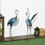 29'' & 27.5''  Set of 2 Heron Garden Statues, Blue & White for Lawn & Patio Decor