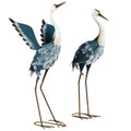 29'' & 27.5''  Set of 2 Heron Garden Statues, Blue & White for Lawn & Patio Decor