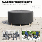 Outsunny Round Garden Furniture Cover, Waterproof Garden Table Cover, 420D Heavy Duty Oxford for Outdoor, Dia.214 x 70 cm, Black