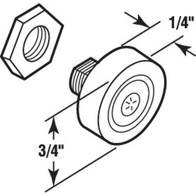 CRL 3/4" Nylon Ball Bearing Flat Edge Shower Door Roller - M6031