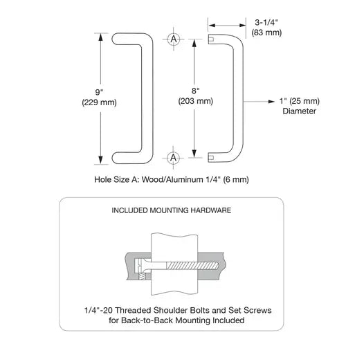 CRL 8" Offset Pull Handles Back-to-Back
