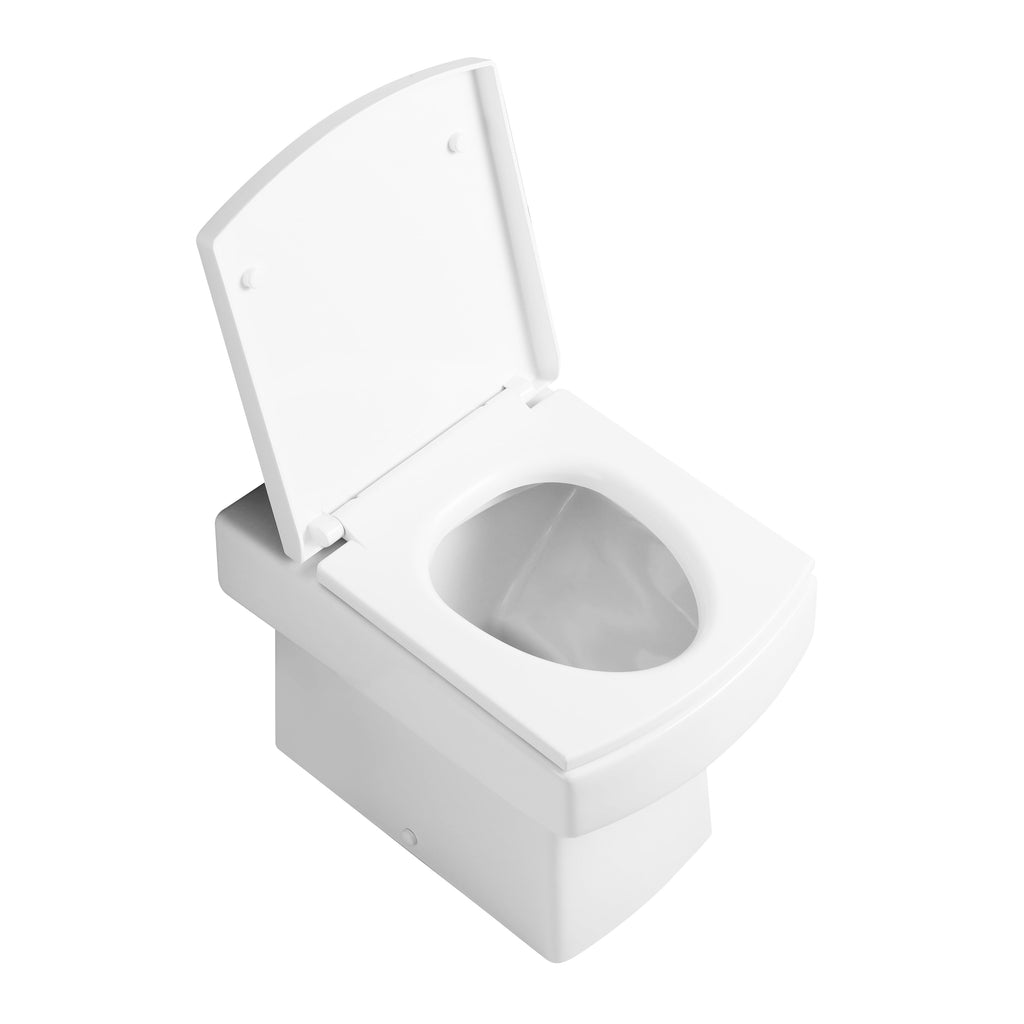 Messina Modern Back To Wall Toilet With Soft Close Seat - White