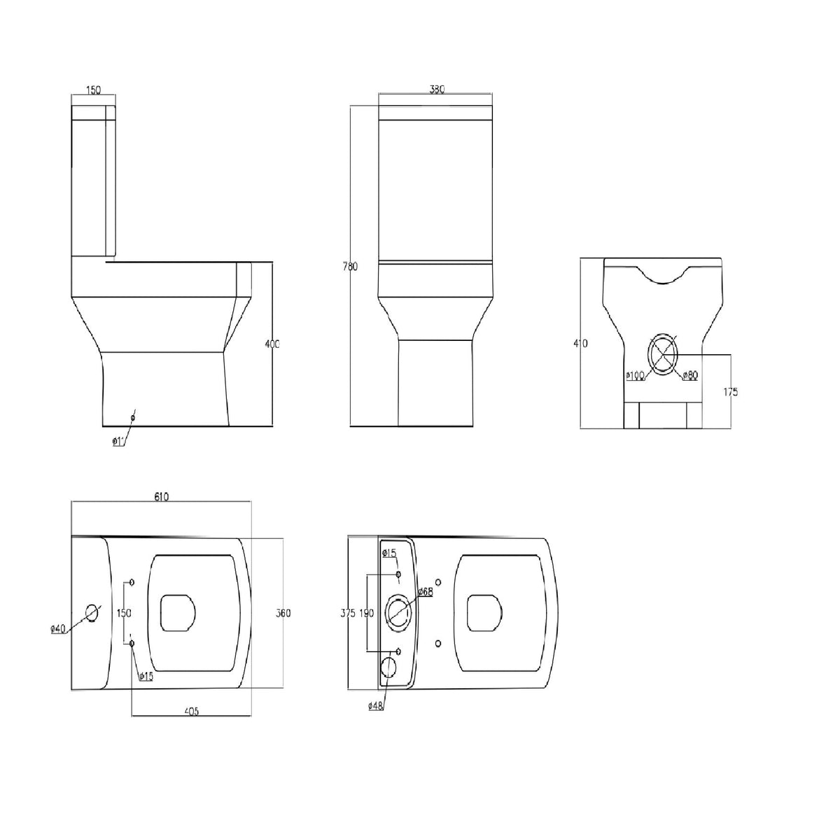 Messina  Close Coupled Toilet with Soft Close Seat & Cistern - White