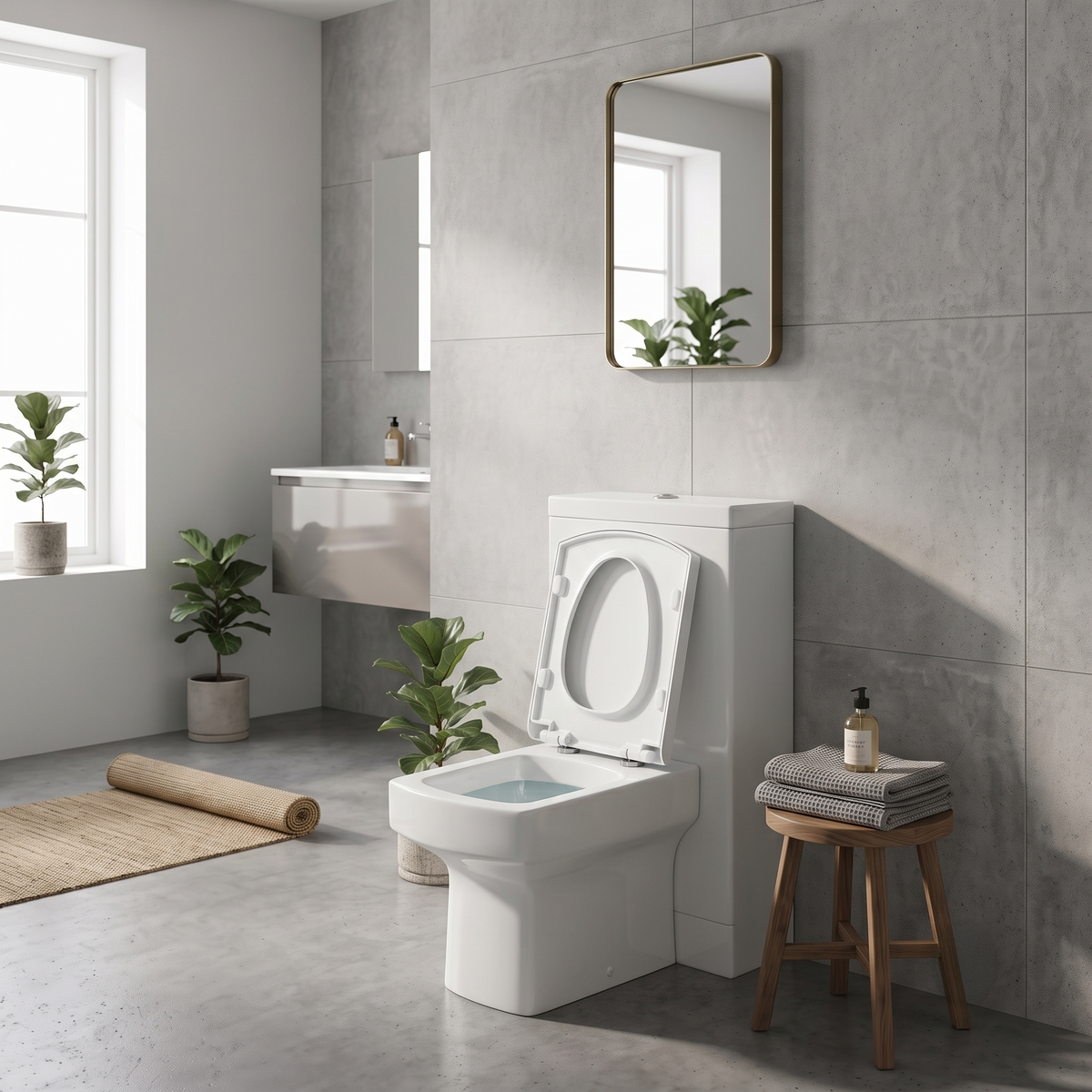 Messina Modern Back To Wall Toilet With Soft Close Seat - White