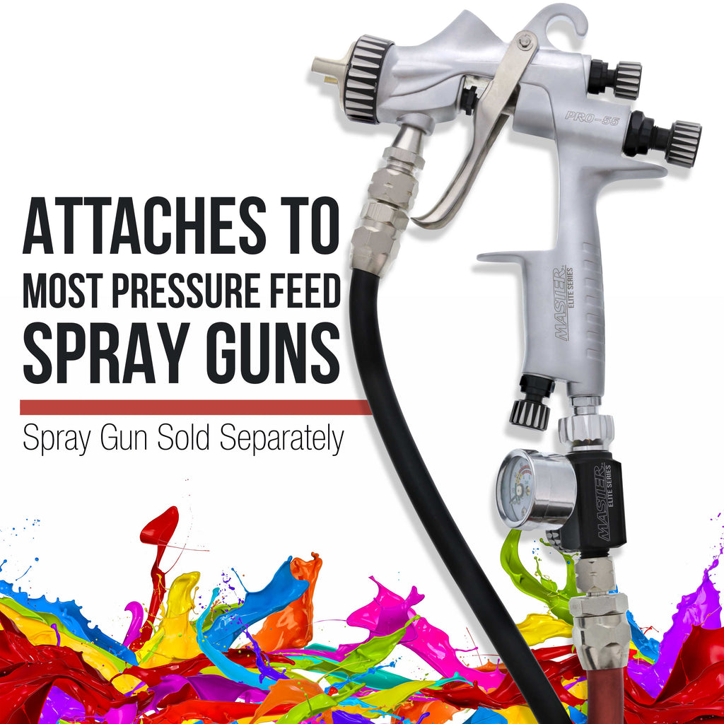 25 Foot Air and Fluid Hose Assembly Set with Fittings for Spray Guns, Paint Pressure Pot Tanks, Professional Heavy Duty - Air 3/8" NPS, 5/16" ID &