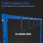 7-Foot Adjustable Height Paint Hanger Drying Rack - Mobile Auto Body Shop Painting Stand with 6 Hanging Hooks, Swivel Locking Wheels