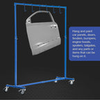 7-Foot Adjustable Height Paint Hanger Drying Rack - Mobile Auto Body Shop Painting Stand with 6 Hanging Hooks, Swivel Locking Wheels