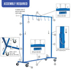 7-Foot Adjustable Height Paint Hanger Drying Rack - Mobile Auto Body Shop Painting Stand with 6 Hanging Hooks, Swivel Locking Wheels