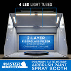 Portable Airbrush Spray Booth Kit with Dual Exhaust Fans, 4 LED Lights, Turntable & Extension Hose, 16"x13"x18" Hobby Airbrush Booth