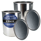 1 Gallon Unlined Empty Metal Paint Can Bucket with Lids, Pack of 2 - Triple Tight Lid Seal, 128 fl. oz. Steel Coating Storage Container Tin