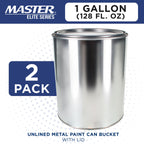 1 Gallon Unlined Empty Metal Paint Can Bucket with Lids, Pack of 2 - Triple Tight Lid Seal, 128 fl. oz. Steel Coating Storage Container Tin
