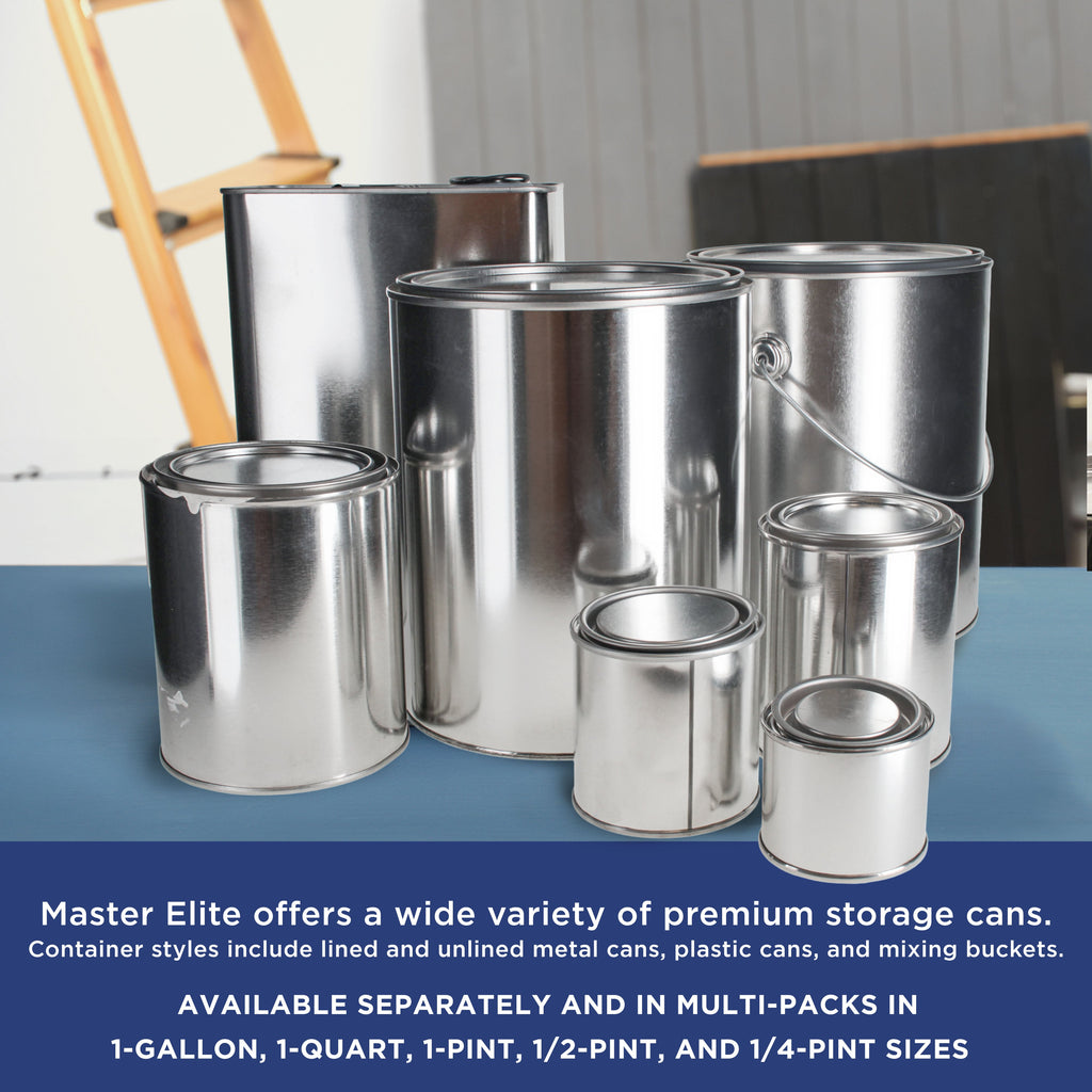 1 Gallon Unlined Empty Metal Paint Can Bucket with Lids, Pack of 2 - Triple Tight Lid Seal, 128 fl. oz. Steel Coating Storage Container Tin