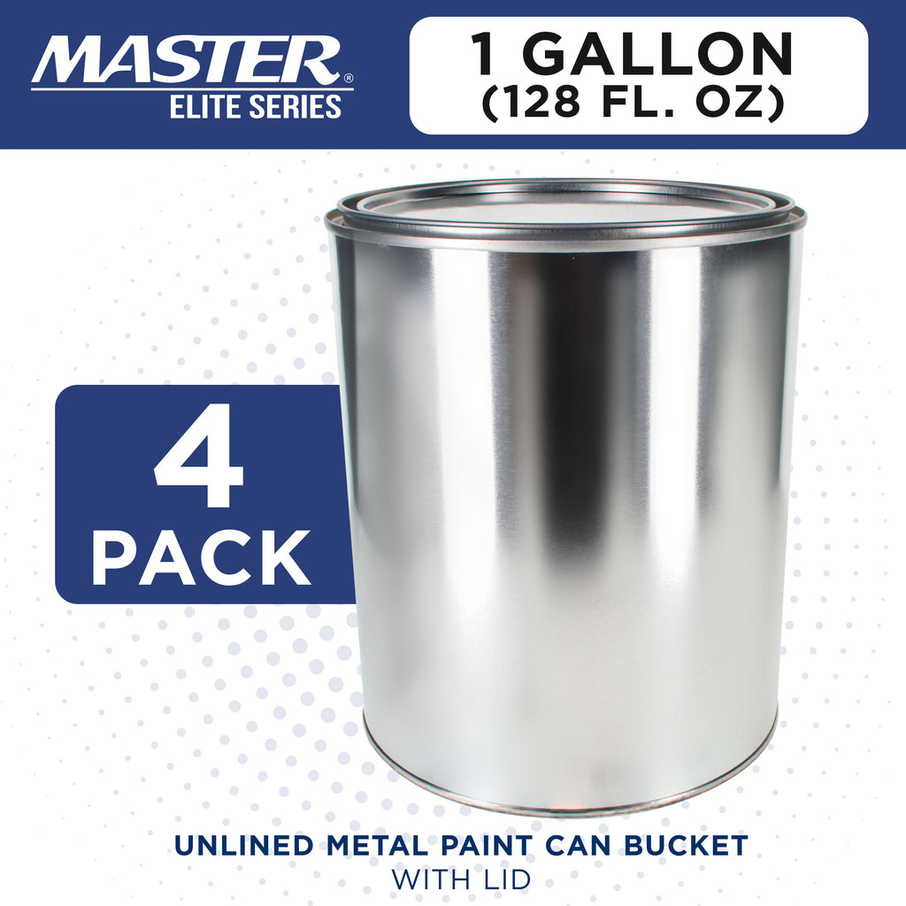 1 Gallon Unlined Empty Metal Paint Can Bucket with Lids, Pack of 4 - Triple Tight Lid Seal, 128 fl. oz. Steel Coating Storage Container Tin
