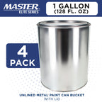 1 Gallon Unlined Empty Metal Paint Can Bucket with Lids, Pack of 4 - Triple Tight Lid Seal, 128 fl. oz. Steel Coating Storage Container Tin