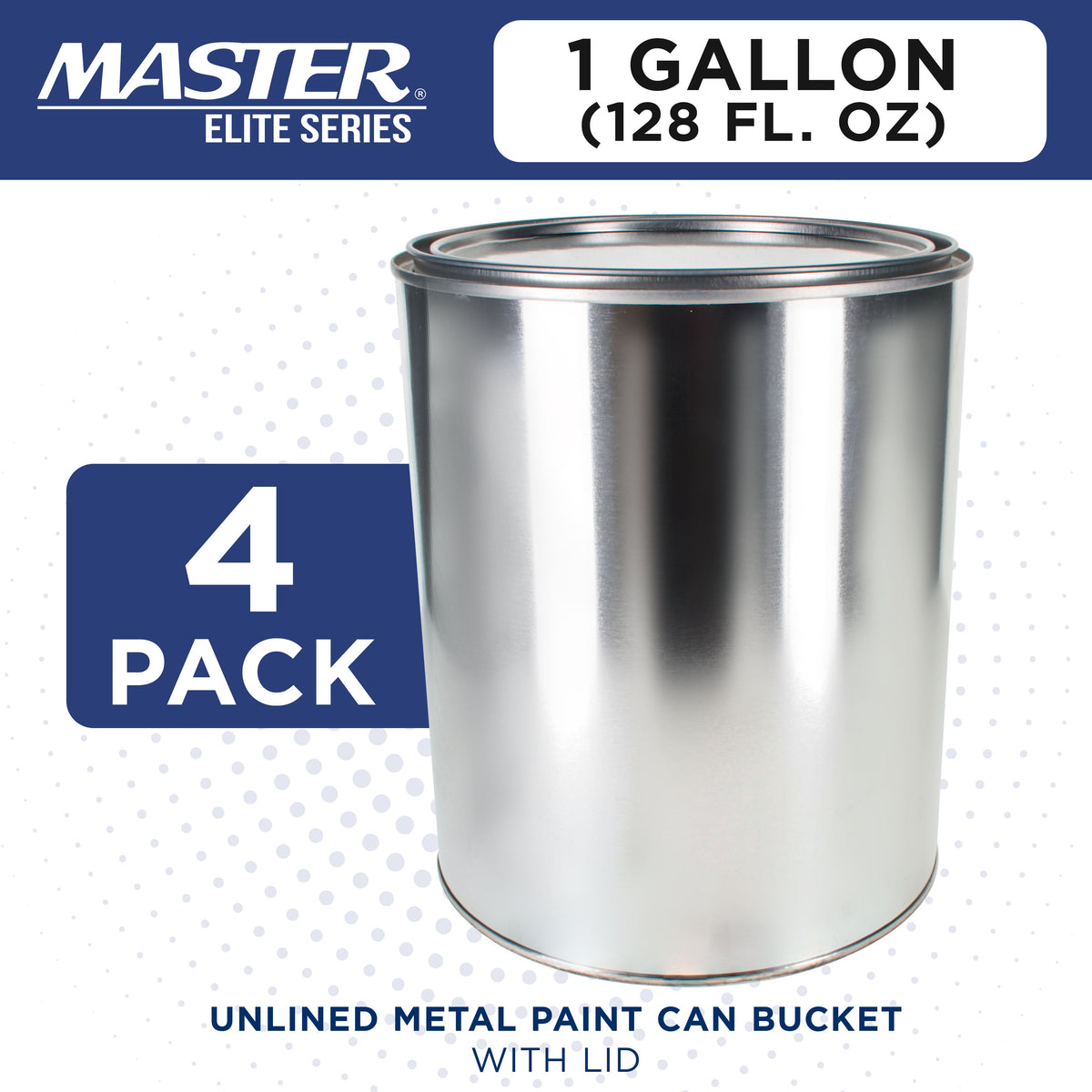 1 Gallon Unlined Empty Metal Paint Can Bucket with Lids, Pack of 4 - Triple Tight Lid Seal, 128 fl. oz. Steel Coating Storage Container Tin