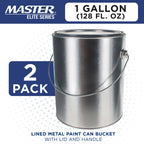 1 Gallon Lined Empty Metal Paint Can Bucket with Lids, Bail Handles, Pack of 2 - Triple Tight Seal, 128 fl. oz. Steel Coating Storage Container Tin