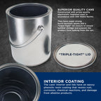 1 Gallon Lined Empty Metal Paint Can Bucket with Lids, Bail Handles, Pack of 2 - Triple Tight Seal, 128 fl. oz. Steel Coating Storage Container Tin