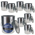 1 Gallon Lined Empty Metal Paint Can Bucket with Lids, Bail Handles, Pack of 8 - Triple Tight Seal, 128 fl. oz. Steel Coating Storage Container Tin