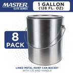 1 Gallon Lined Empty Metal Paint Can Bucket with Lids, Bail Handles, Pack of 8 - Triple Tight Seal, 128 fl. oz. Steel Coating Storage Container Tin