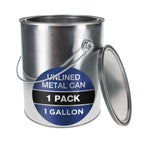 1 Gallon Unlined Empty Metal Paint Can Bucket with Lid, Bail Handle - Triple Tight Seal, 128 fl. oz. Steel Coating Storage Container Tin