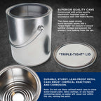 1 Gallon Unlined Empty Metal Paint Can Bucket with Lid, Bail Handle - Triple Tight Seal, 128 fl. oz. Steel Coating Storage Container Tin