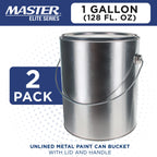 1 Gallon Unlined Empty Metal Paint Can Bucket with Lids, Bail Handles, Pack of 2 - Triple Tight Seal, 128 fl. oz. Steel Coating Storage Container Tin