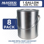 1 Gallon Unlined Empty Metal Paint Can Bucket with Lids, Bail Handles, Pack of 8 - Triple Tight Seal, 128 fl. oz. Steel Coating Storage Container Tin