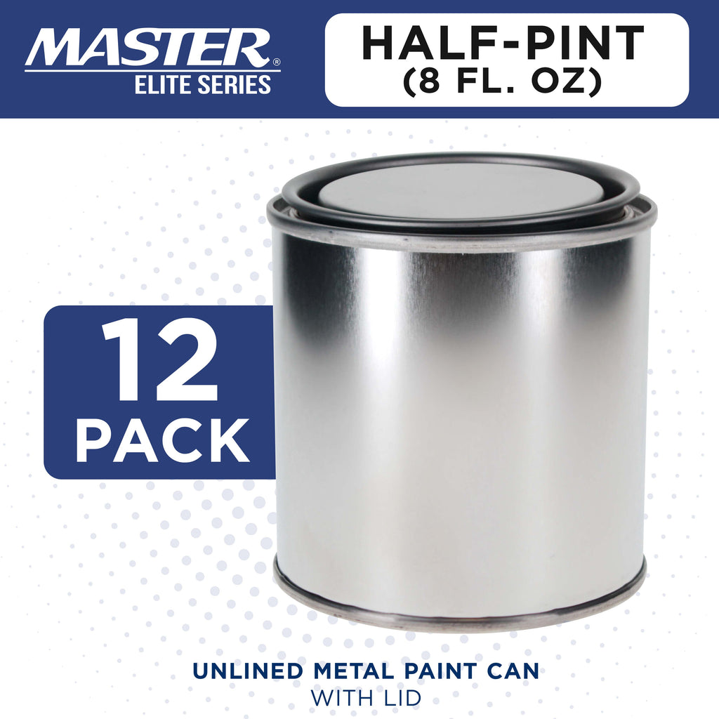 1/2 Pint Unlined Empty Metal Paint Can Bucket with Lids, Pack of 12 - Triple Tight Lid Seal, 8 fl. oz. Steel Coating Storage Container Tin