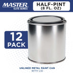 1/2 Pint Unlined Empty Metal Paint Can Bucket with Lids, Pack of 12 - Triple Tight Lid Seal, 8 fl. oz. Steel Coating Storage Container Tin