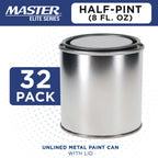 1/2 Pint Unlined Empty Metal Paint Can Bucket with Lids, Pack of 32 - Triple Tight Lid Seal, 8 fl. oz. Steel Coating Storage Container Tin