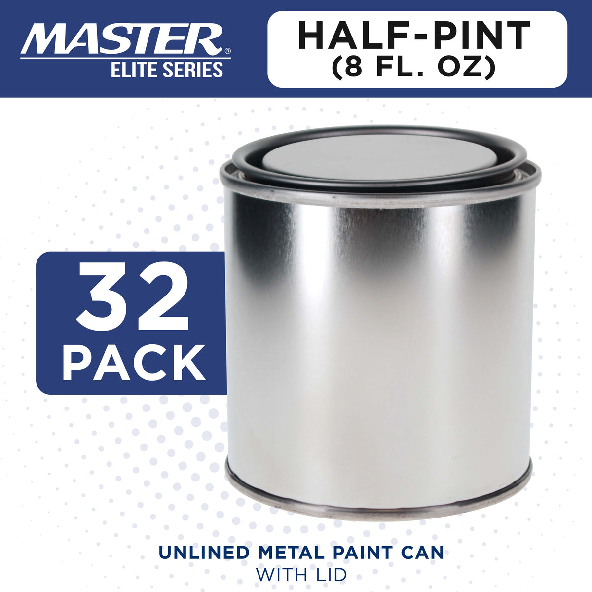 1/2 Pint Unlined Empty Metal Paint Can Bucket with Lids, Pack of 32 - Triple Tight Lid Seal, 8 fl. oz. Steel Coating Storage Container Tin