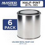 1/2 Pint Unlined Empty Metal Paint Can Bucket with Lids, Pack of 6 - Triple Tight Lid Seal, 8 fl. oz. Steel Coating Storage Container Tin