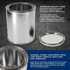 1 Pint Unlined Empty Metal Paint Can Bucket with Lids, Pack of 12 - Triple Tight Lid Seal, 16 fl. oz. Steel Coating Storage Container Tin