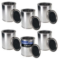1 Pint Unlined Empty Metal Paint Can Bucket with Lids, Pack of 6 - Triple Tight Lid Seal, 16 fl. oz. Steel Coating Storage Container Tin