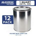 1 Quart Unlined Empty Metal Paint Can Bucket with Lids, Pack of 12 - Triple Tight Lid Seal, 32 fl. oz. Steel Coating Storage Container Tin