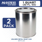 1 Quart Unlined Empty Metal Paint Can Bucket with Lids, Pack of 2 - Triple Tight Lid Seal, 32 fl. oz. Steel Coating Storage Container Tin