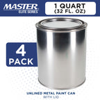 1 Quart Unlined Empty Metal Paint Can Bucket with Lids, Pack of 4 - Triple Tight Lid Seal, 32 fl. oz. Steel Coating Storage Container Tin