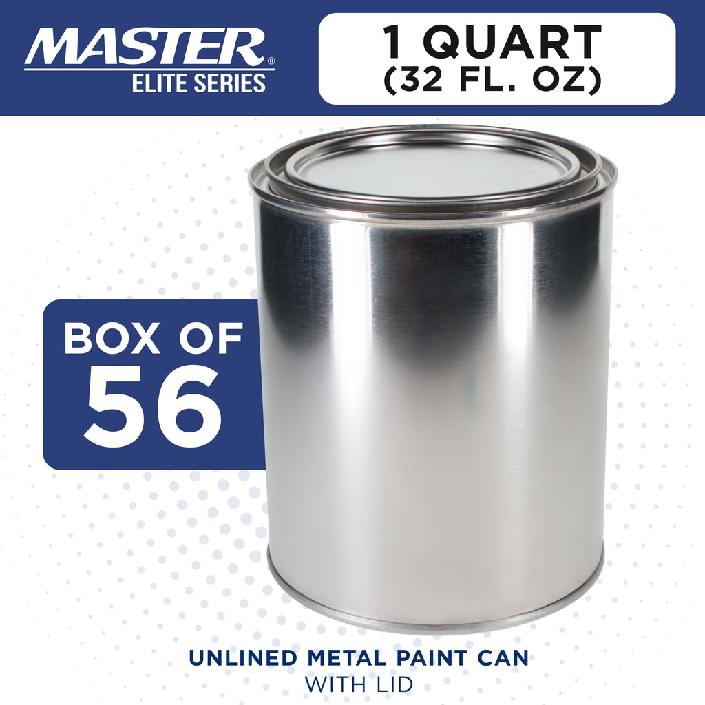 1 Quart Unlined Empty Metal Paint Can Bucket with Lids, 1 Case of 56 - Triple Tight Lid Seal, 32 fl. oz. Steel Coating Storage Container Tin
