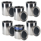 1 Quart Unlined Empty Metal Paint Can Bucket with Lids, Pack of 6 - Triple Tight Lid Seal, 32 fl. oz. Steel Coating Storage Container Tin