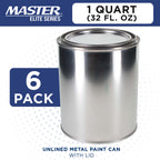 1 Quart Unlined Empty Metal Paint Can Bucket with Lids, Pack of 6 - Triple Tight Lid Seal, 32 fl. oz. Steel Coating Storage Container Tin