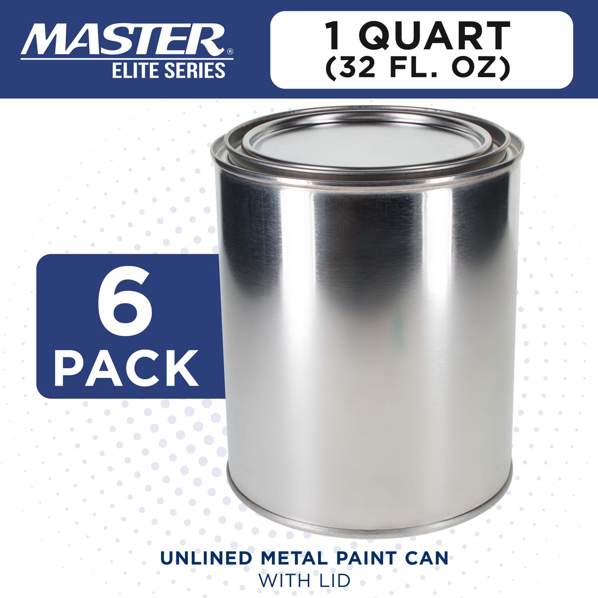 1 Quart Unlined Empty Metal Paint Can Bucket with Lids, Pack of 6 - Triple Tight Lid Seal, 32 fl. oz. Steel Coating Storage Container Tin