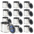 1/4 Pint Unlined Empty Metal Paint Can Bucket with Lids, Pack of 12 - Triple Tight Lid Seal, 4 fl. oz. Steel Coating Storage Container Tin