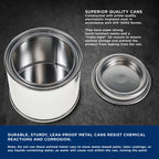 1/4 Pint Unlined Empty Metal Paint Can Bucket with Lids, Pack of 8 - Triple Tight Lid Seal, 4 fl. oz. Steel Coating Storage Container Tin