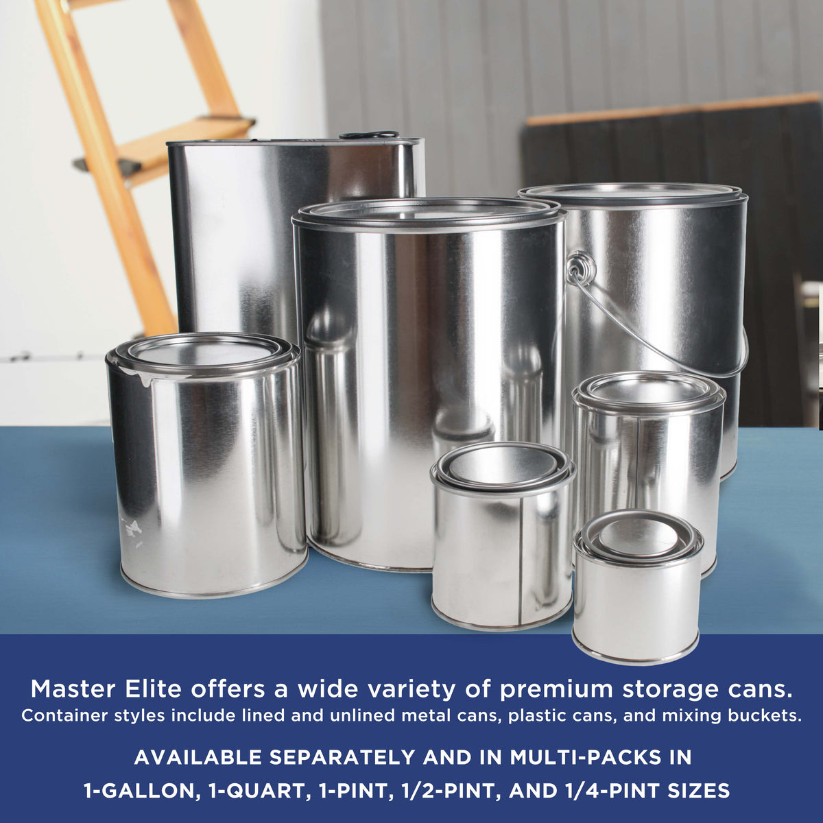 1/4 Pint Unlined Empty Metal Paint Can Bucket with Lids, Pack of 8 - Triple Tight Lid Seal, 4 fl. oz. Steel Coating Storage Container Tin