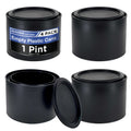 1 Pint Empty Plastic Paint Can Bucket, Pack of 4 - Triple Lock Airtight Lid Seal, 32 fl. oz. All-Plastic Coating Storage Can, Pail Handle