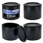 1 Pint Empty Plastic Paint Can Bucket, Pack of 4 - Triple Lock Airtight Lid Seal, 32 fl. oz. All-Plastic Coating Storage Can, Pail Handle
